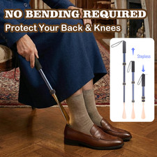 Stepless Adjustable Shoe Horn Long Metal Shoehorn Seniors Pregnant Men Boots USA