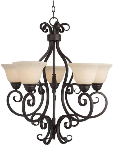 Manor 5 Light Medium Traditional Chandelier with Oil Rubbed Bronze Finish and Fr - Picture 1 of 12