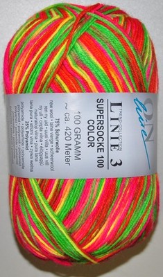 100g Supersocke Multi-COLOR Sockenwolle Strumpfwolle 4-fach, garantiert filzfrei