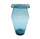 Vintage Blenko Handblown Art Glass Vase Ice Blue Rolled Lip 6.5” MCM