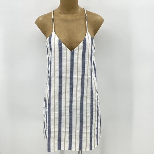 New! Style Rack Juniors Teens Large Linen Blend Dress Cotton Racerback Striped