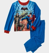 Batman vs Superman Pajamas 4 5 6 7 8 10 12 Boys 2 Piece Flannel Set Sleepwear Nw