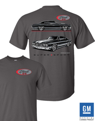 Gray T-Shirt w/ Black Chevy Chevelle SS & Script Logo - Licensed