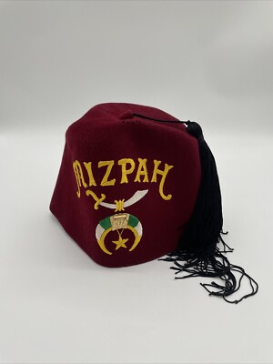  MASONIC SHRINERS IHLING BROS EVERARD MIZPHAH FEZ HAT Red Kalamazoo Michigan MI