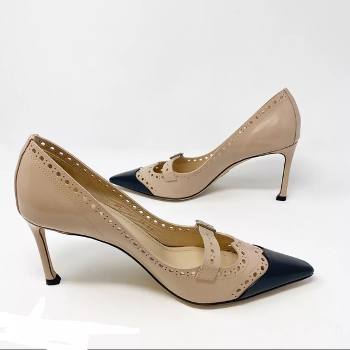 NOUVELLES ESCARPINS NU AUTHENTIQUES CHRISTIAN DIOR SPECTADIOR LEATH NU & BLK TAILLE 
