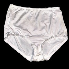 Vasarrette White Satin Second Skin Shaping Brief Panties Sz 7 / L