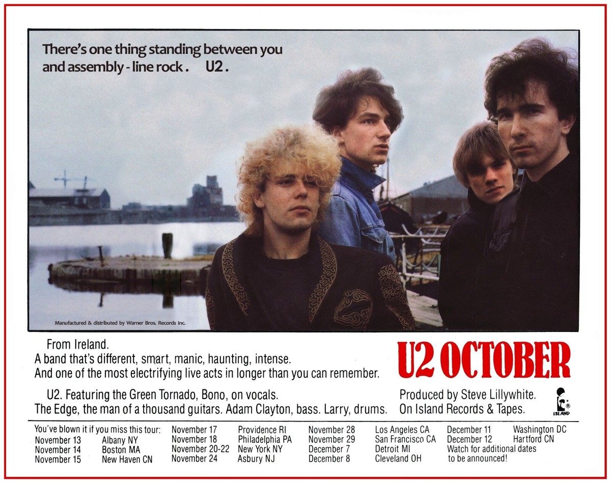U2 October **POSTER** FIRST U.S. TOUR - ALBUM Promo Live Concert