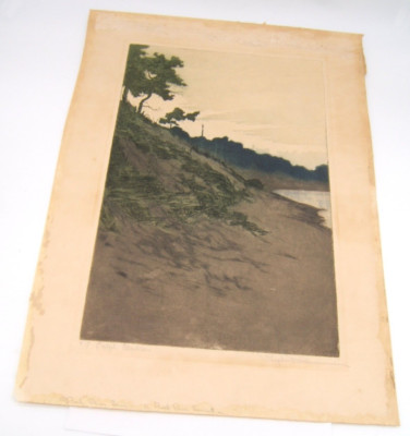 RALPH M PEARSON ETCHING ROCK RIVER SUNSET #17
