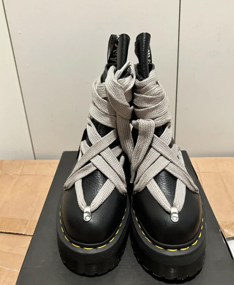 Dr. Martens × Rick Owens 1460 Quad Leather Sole Pentagram Jumbo Lace Boot  Black