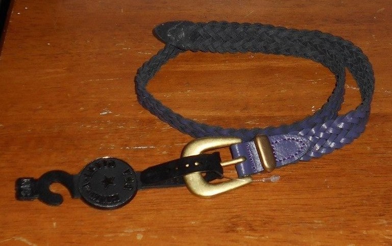 Boys Girls Arizona Gold Buckle Braded Purple Leather Belt Size S/M 28"