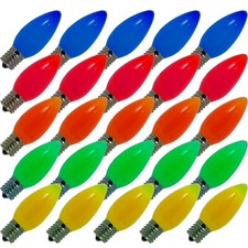 LED Multi-Color Solid Ceramic Light Bulbs, C9 Steady Xmas Lights, 1 Box Of 25