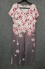 NORACORA Maxi Dress Womens Medium Short Dolman Sleeve Side Slit Pink Floral NWT