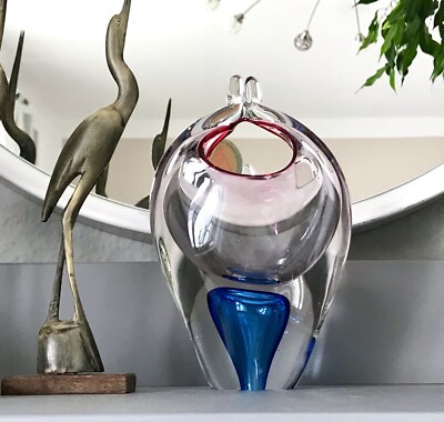 Vintage Chribska 60er Jahre Korb Tafelaufsatz Schale Glas