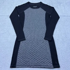 Smartwool Women's Diamond Peak Quilted Dress Small Grey/Black Long Sleeve Wool