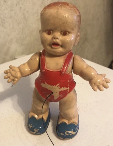 The Walk Away Baby by Marx Vintage Baby Doll Toy CELLULOID WALKS! SEE VIDEO!
