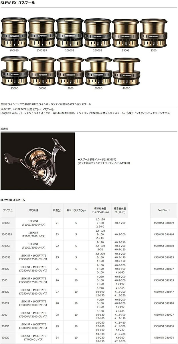 DAIWA EX LT 4000D スプール　slp works Daiwa SLP WORKS spool SLPW EX LT spool for spinning reel