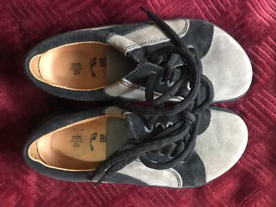 Footprints by BIRKENSTOCK Women's Gray Suede Leather Lace-up Shoes Size 4