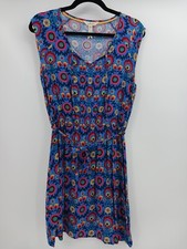 Matilda Jane Womens Dress Medium Blue Floral Sleeveless Mini V Neck Casual