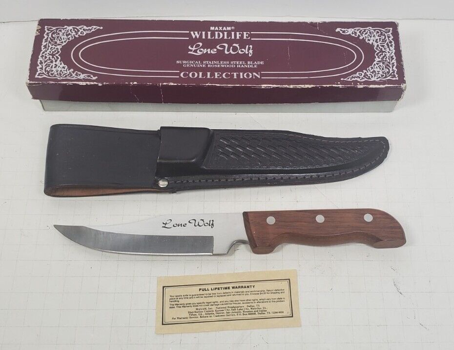 Vintage Maxam Wildlife Collection Lone Wolf Hunting Knife Vintage Maxam Wildlife Collection Lone Wolf Hunting Knife