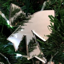 Pack of Four, 14cm Bow Shaped Xmas Decorations Green Ribbon, Many Colours