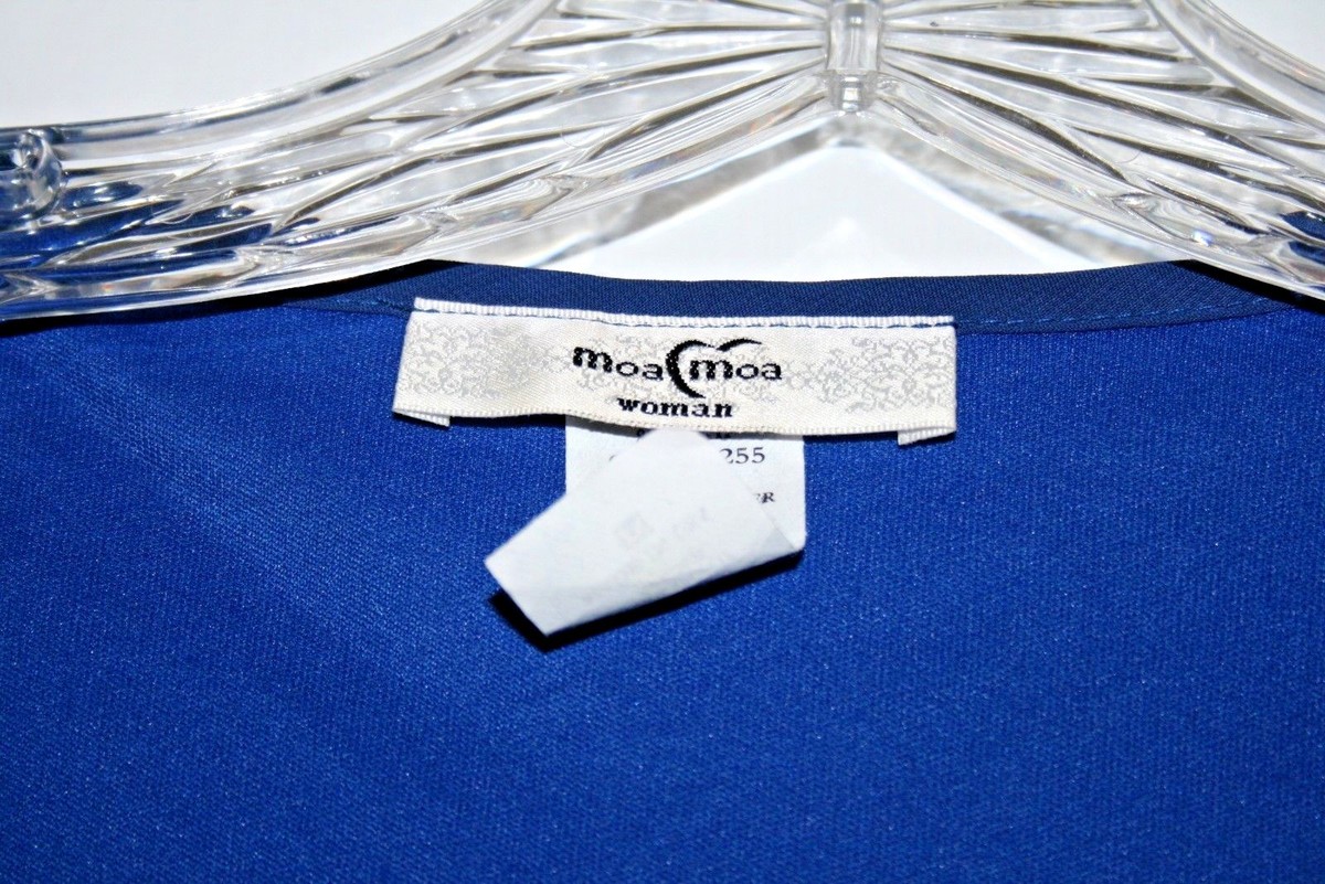 Moa Moa Women's Blue Polyester Pull Over Large Sparkle Stone Top