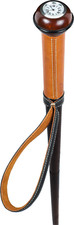 Watch Cane Mahogany Wooden Walking Stick w/ Brown Leather Handle  Wrist Loop