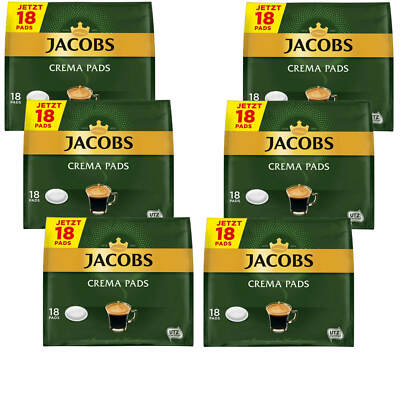 6x 18 Jacobs Crema Kaffee Pads Röstkaffee cremiger Geschmack UTZ Certified