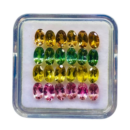 VVS 24 Pcs Natural Multi Tourmaline 5x3mm Oval Cut Loose Untreated Gemstones Lot - Picture 7 of 9