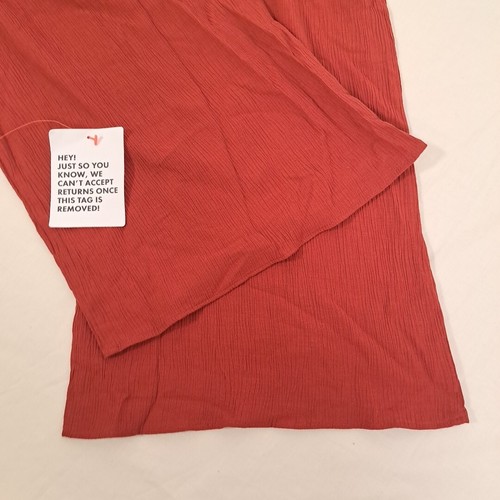 TOPSHOP Wide Leg Crinkle Crepe Trousers Rust Pull-On Drawstring Flared Size UK 6 - Picture 7 of 14