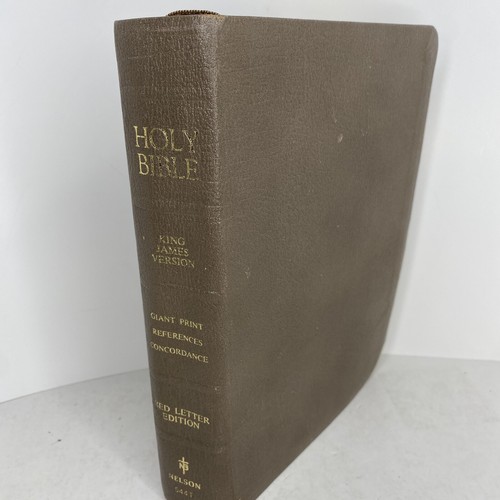 HOLY BIBLE KJV Giant Print Edition Red Letter Nelson 5441 Leather 1976
