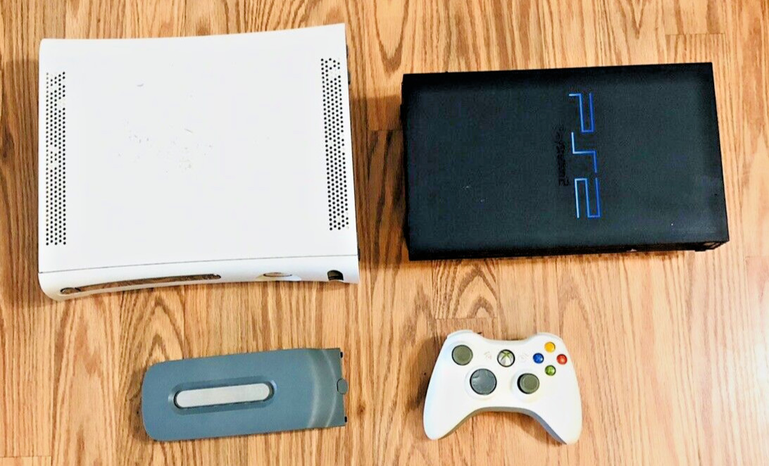 Microsoft Xbox 360 Console White Extended Hard Drive Controller PS2 Fat Console