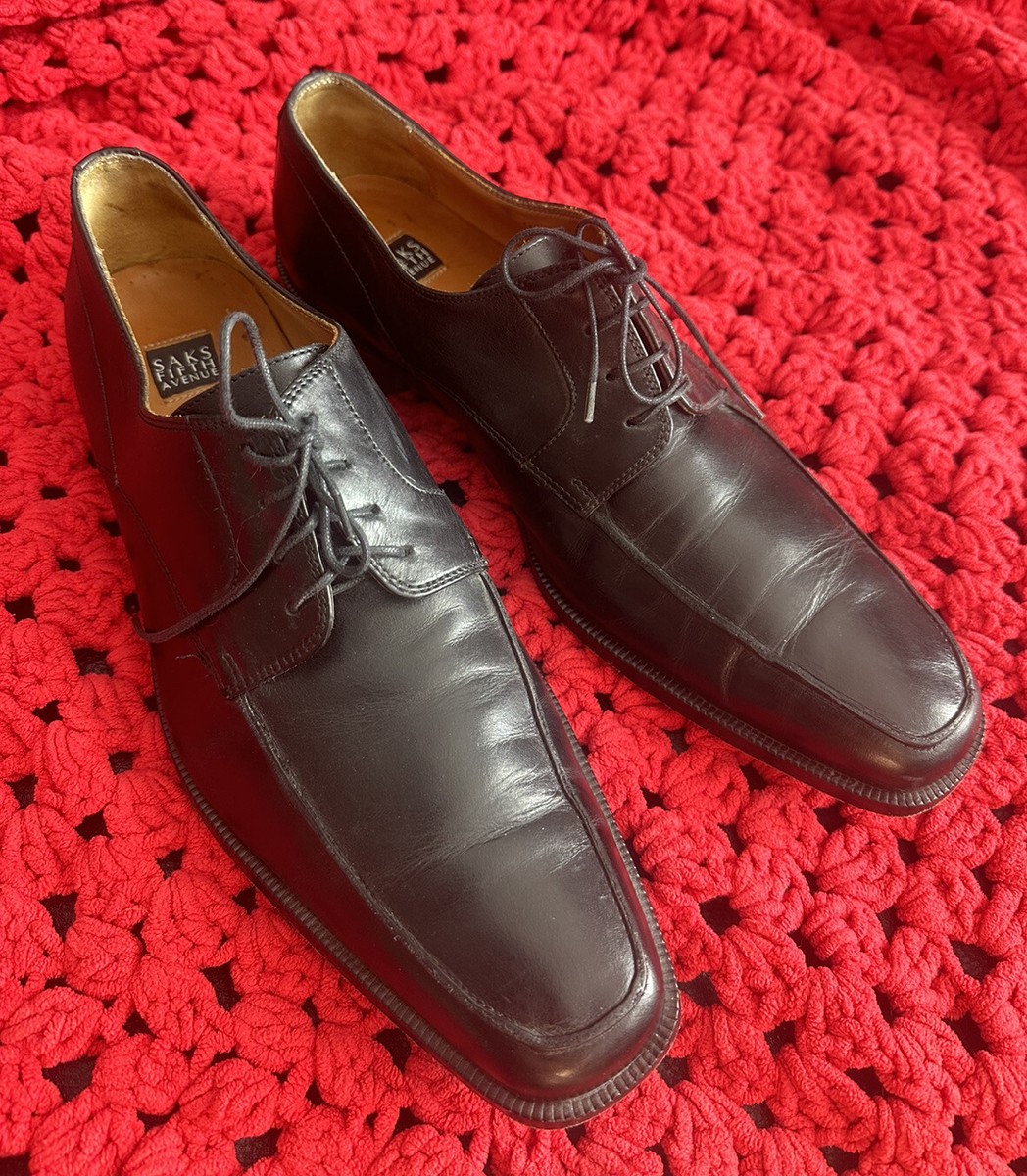 Saks Fifth Avenue Men Leather Oxford Shoes Black Lace Up  display picture 3