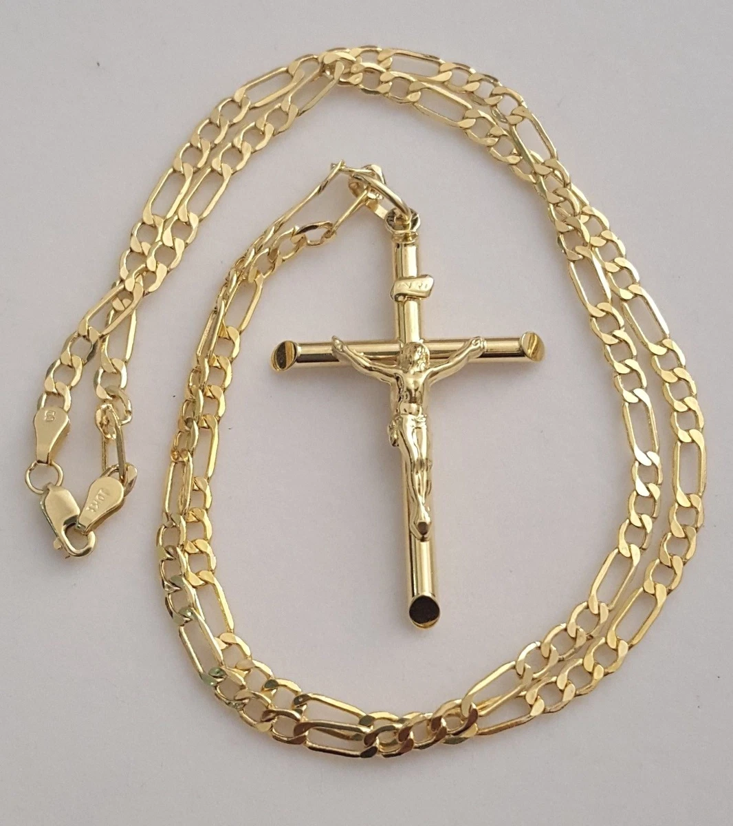 Gold figaro chain online with cross pendant