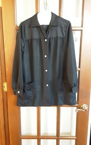 Vtg 1960's Womens Black Work Blouse Art Smock Uniform S/M Shoppers World