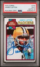 1979 Topps Football #310 James Lofton Rookie RC Autograph PSA 5 Auto 10