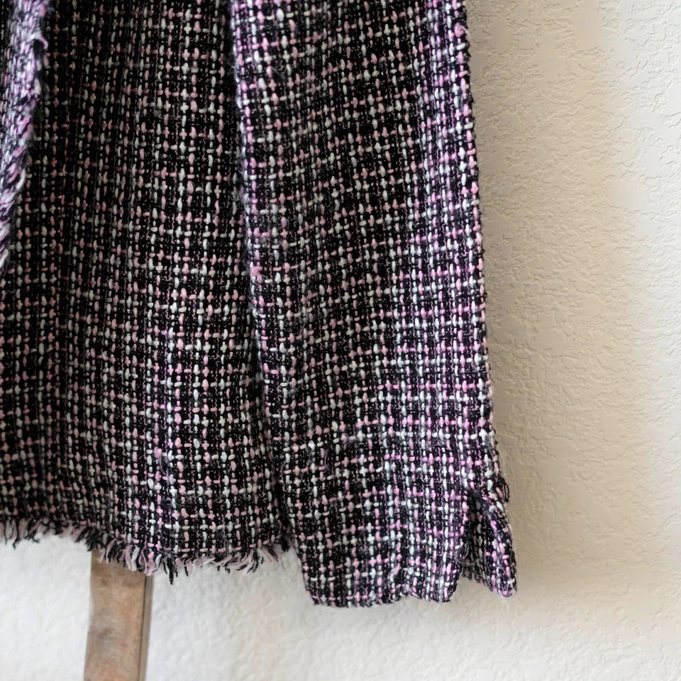 JESSICA HOWARD BLAZER SZ L BLACK PINK & WHITE JACKET TWEED FRINGE ACADEMIA - Image 2 of 4