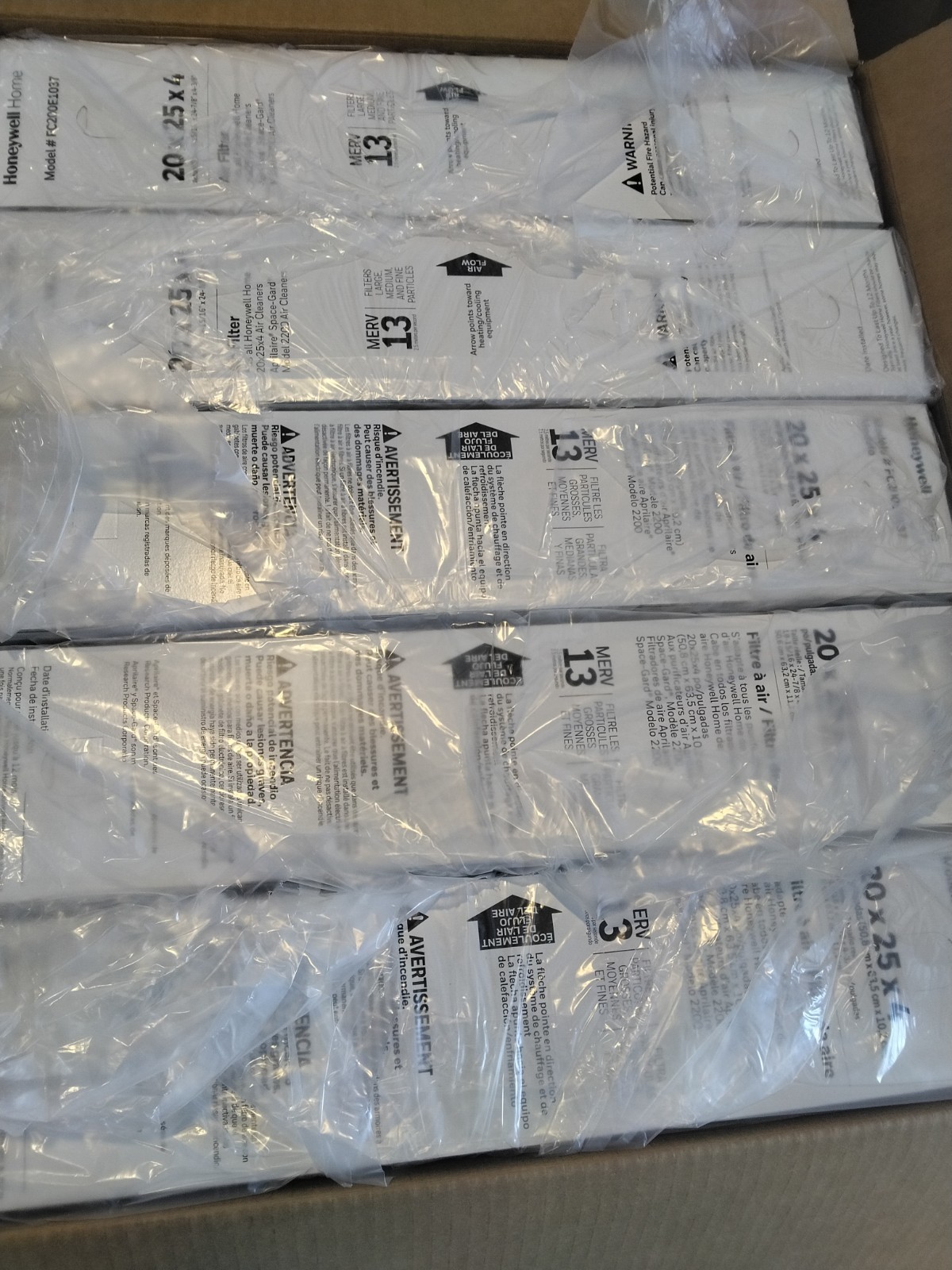 Pack of 5 Honeywell Air Filter 20x25x4 Merv 13
