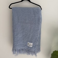 Australian Pure Mohair St Albans Bed throw / Rug / Blanket Light Blue 120 x 170