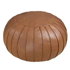 Thgonwid Handmade Foot Stool Ottoman Faux Suede Poufs 21.6 x 13 - Round Storage