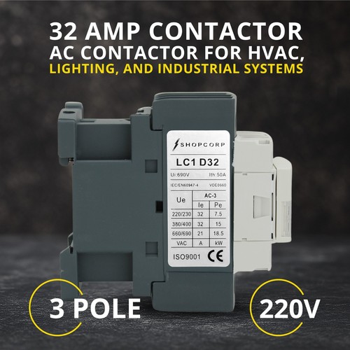 3 Pole Contactor 30A Normally Open IEC 660V, Auxiliary 1NO/1NC - 220/240VAC Coil - Picture 7 of 11