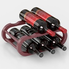 Small Countertop Wine Rack, Natural Wood Bott...
