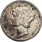 1942 MERCURY DIME AU, TONED FREE USA SHIPPING