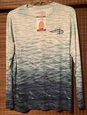 Reel Life Sun Ray Defender UPF 50 Fishing Shirt UPF 50 Real Teal Waves Size XL
