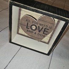 All You Need is Love and a Dog Block Sign - Primitives By Kathy NEW