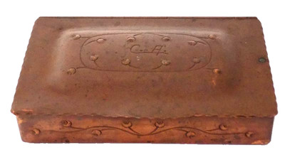 Vintage Small Copper Hinged Trinket Box Initials C.A. Trailing Seed Pods