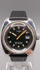 Vintage Timex 1970s Manual Wind Black Dial Date Mens Watch Great Britain Running
