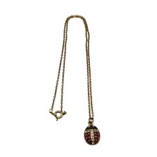 Vintage Enamel Ladybug Necklace with Rhinestones 20 Inch Golden Chain