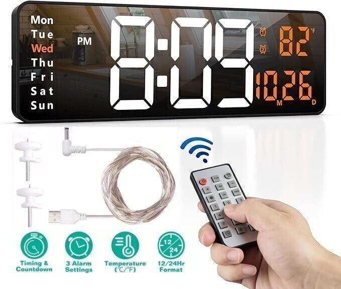 16 " Digital LED Desk Alarm Clock Large LCD Display Wall Clock Remote Date Timer photo 16 " Digital LED Desk Alarm Clock Large LCD Display Wall Clock Remote Date Timer photo