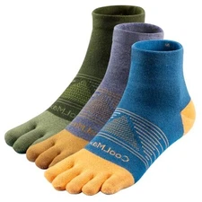 Toe Socks Cool-max Running Socks for Men Medium Multicolor-c04# Quarter/3 Pairs