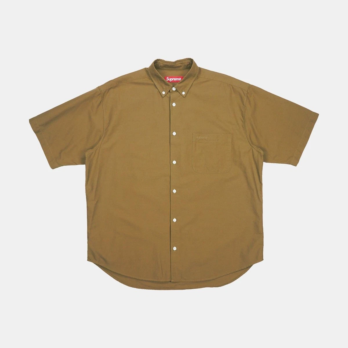 Chemise SS boutonnée Supreme Olive / Taille M / Homme / Vert / Coton